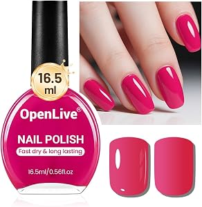 OpenLive 16.5ml Rose Red Nail Polish Large Volume Quick Dry Nail Polish, Long Lasting Shine, Fingernail Toenail Nail Art DIY Home Travel Nail Art Gift