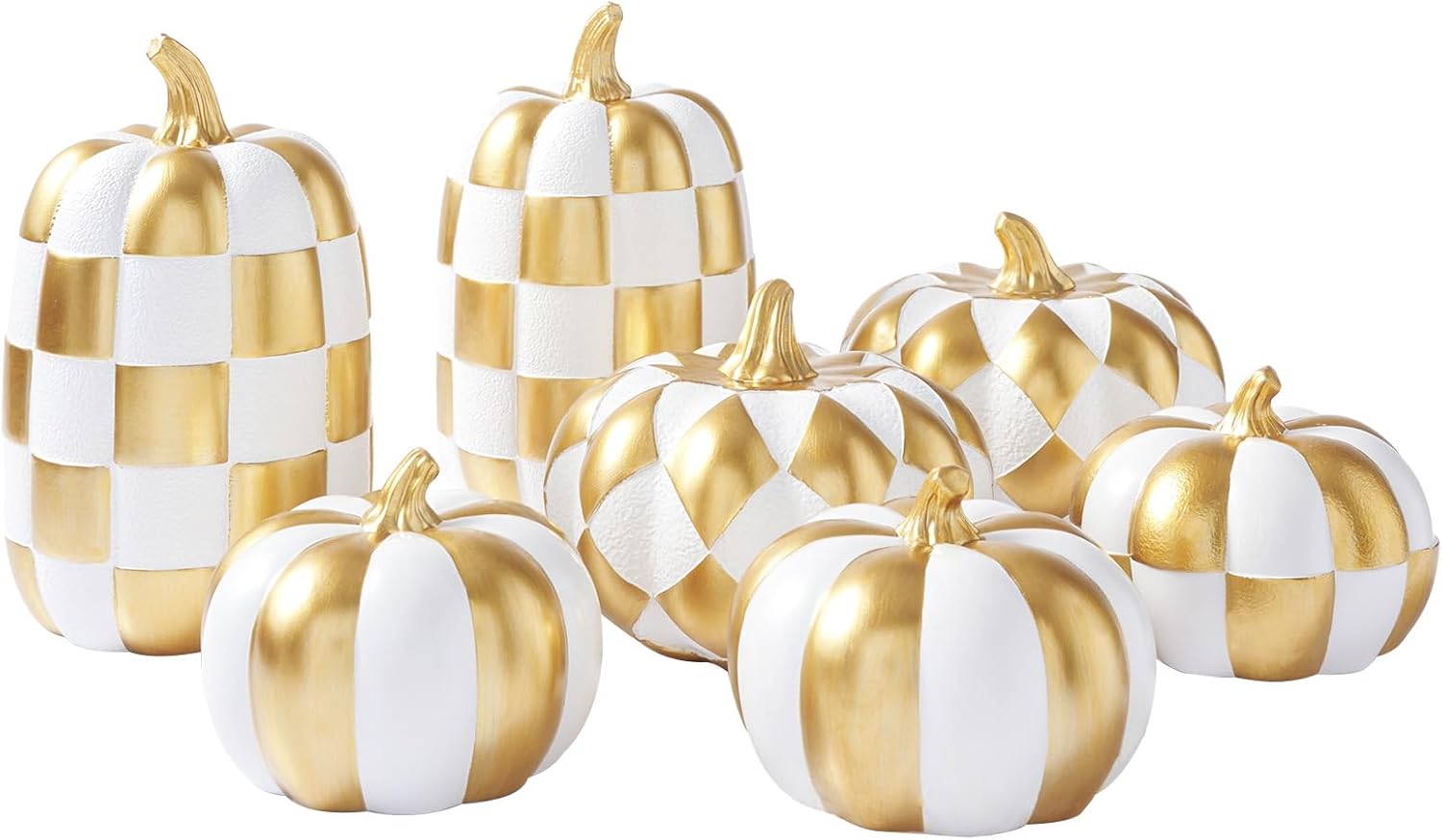WDS Wondrous 7pcs Fall Pumpkin Decor, White & Gold