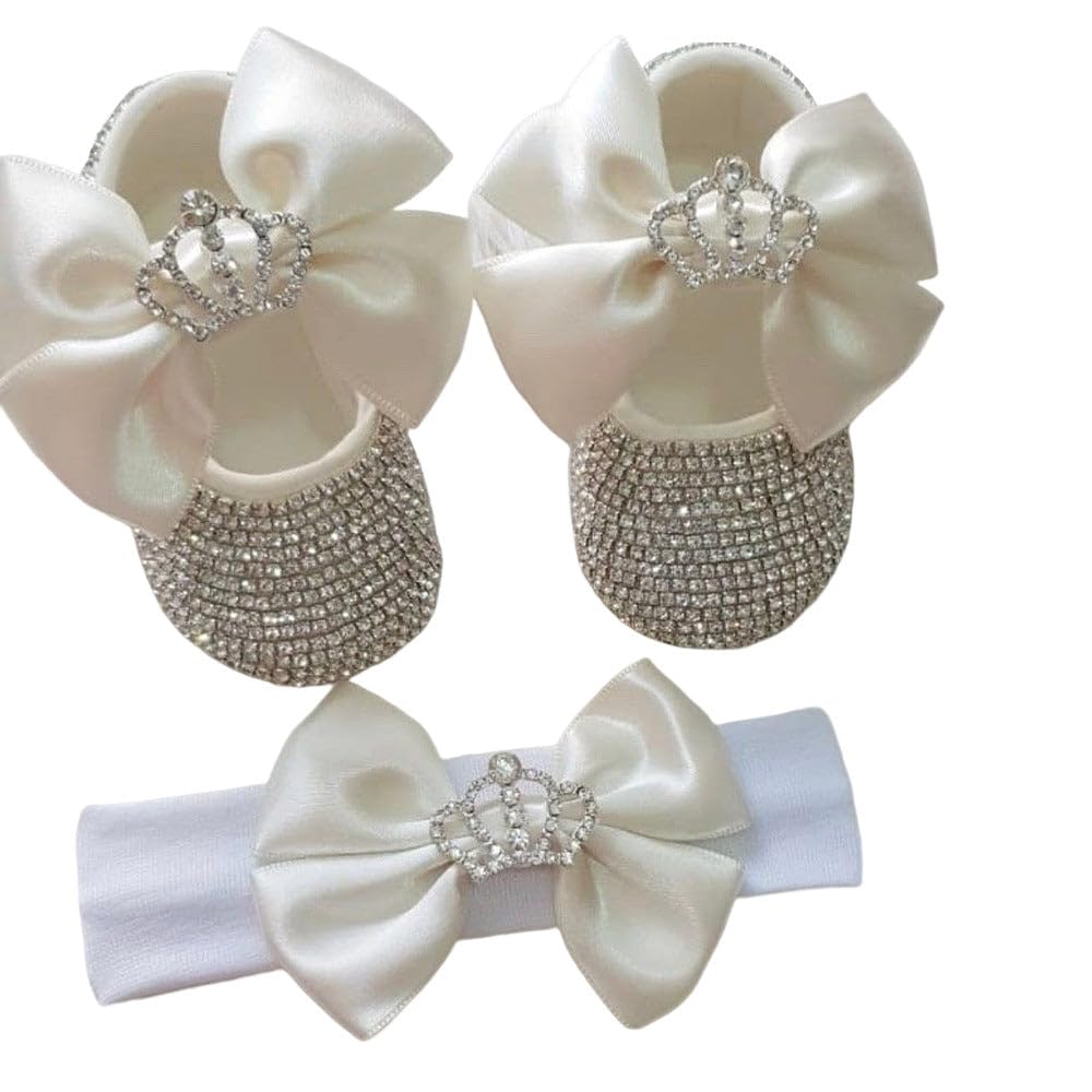 pret my baby Rhynestone Booties with Matching Band - Ivory-picture-50