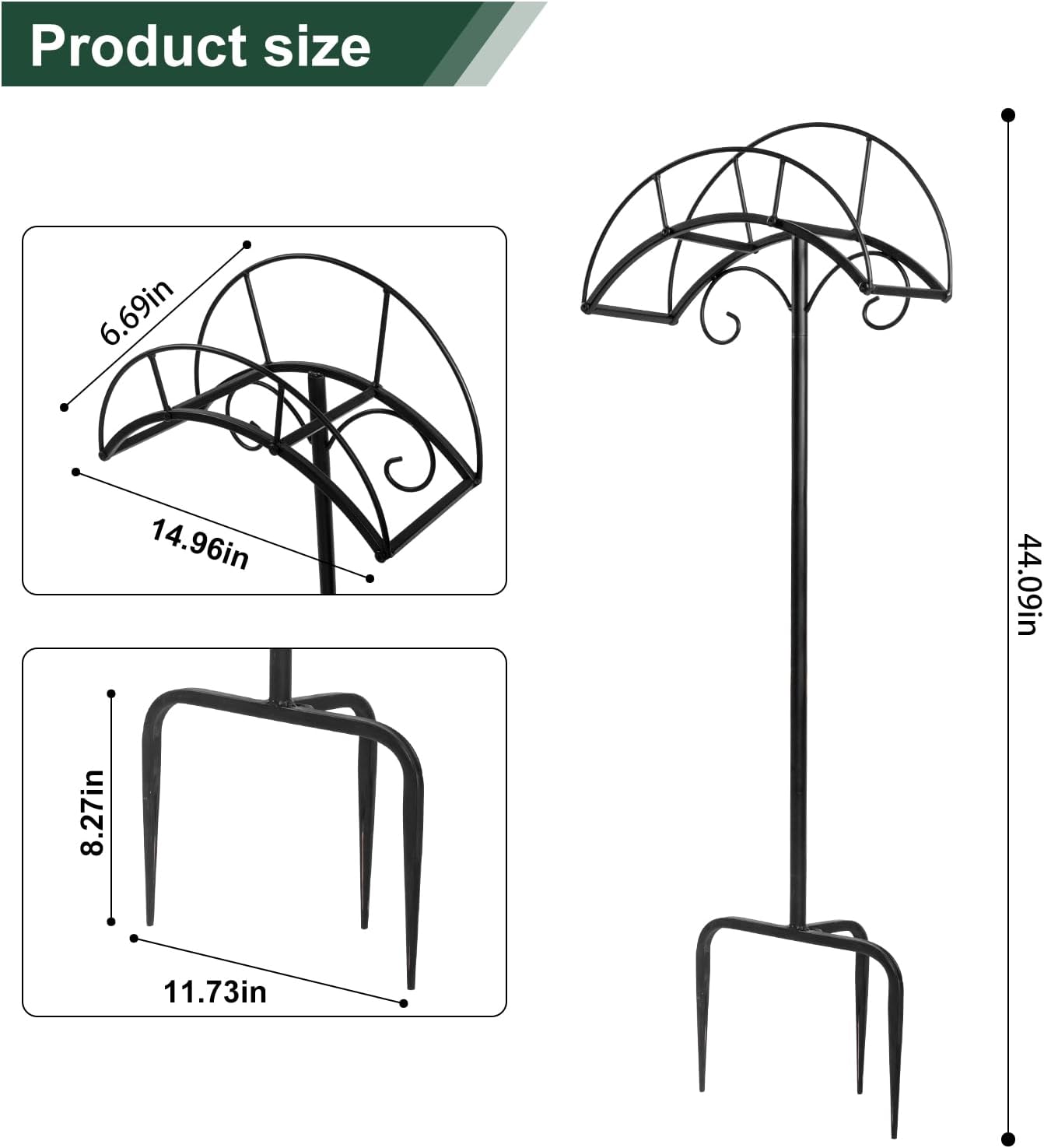 Freestanding Garden Hose Holder Stand – Heavy Duty Hose Hanger Stand, Outdoor Hose Organizer, Water Hose Stand Rack, Hose Butler Storage for Yard Lawn Garden（black）