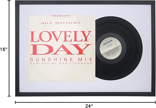 Miniatura 9 de Mxtallup Marco de disco de vinilo de 12 pulgadas para pared, marco de discos de Jukebox de 12 pulgadas con paspartú doble negro y negro, muestra