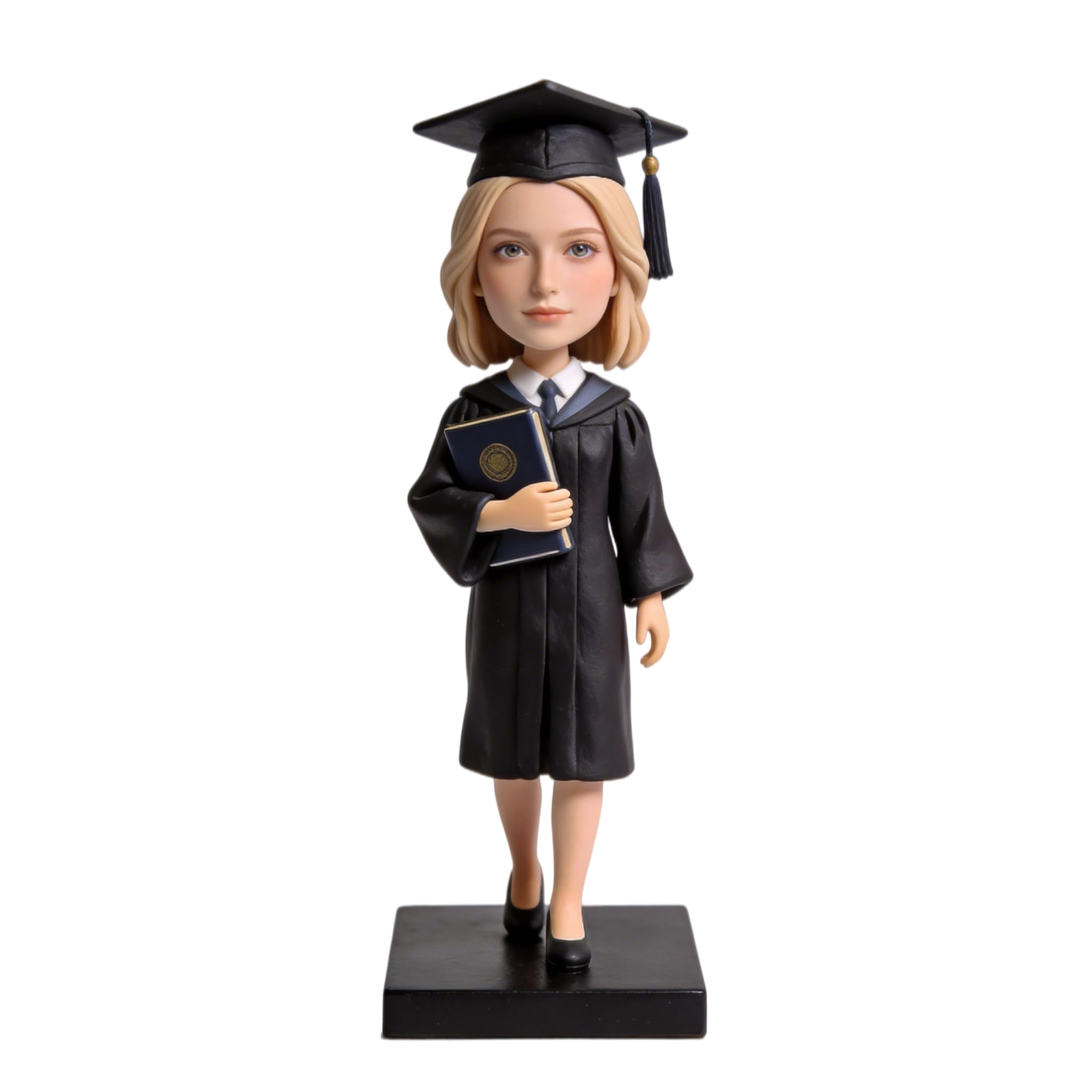 Bobblehead - Figurine 3D personnalisée à partir de la photo, corps entier en argile polymère faite à la main avec diplôme, cadeau souvenir de remise de diplôme pour anniversaire, décoration de