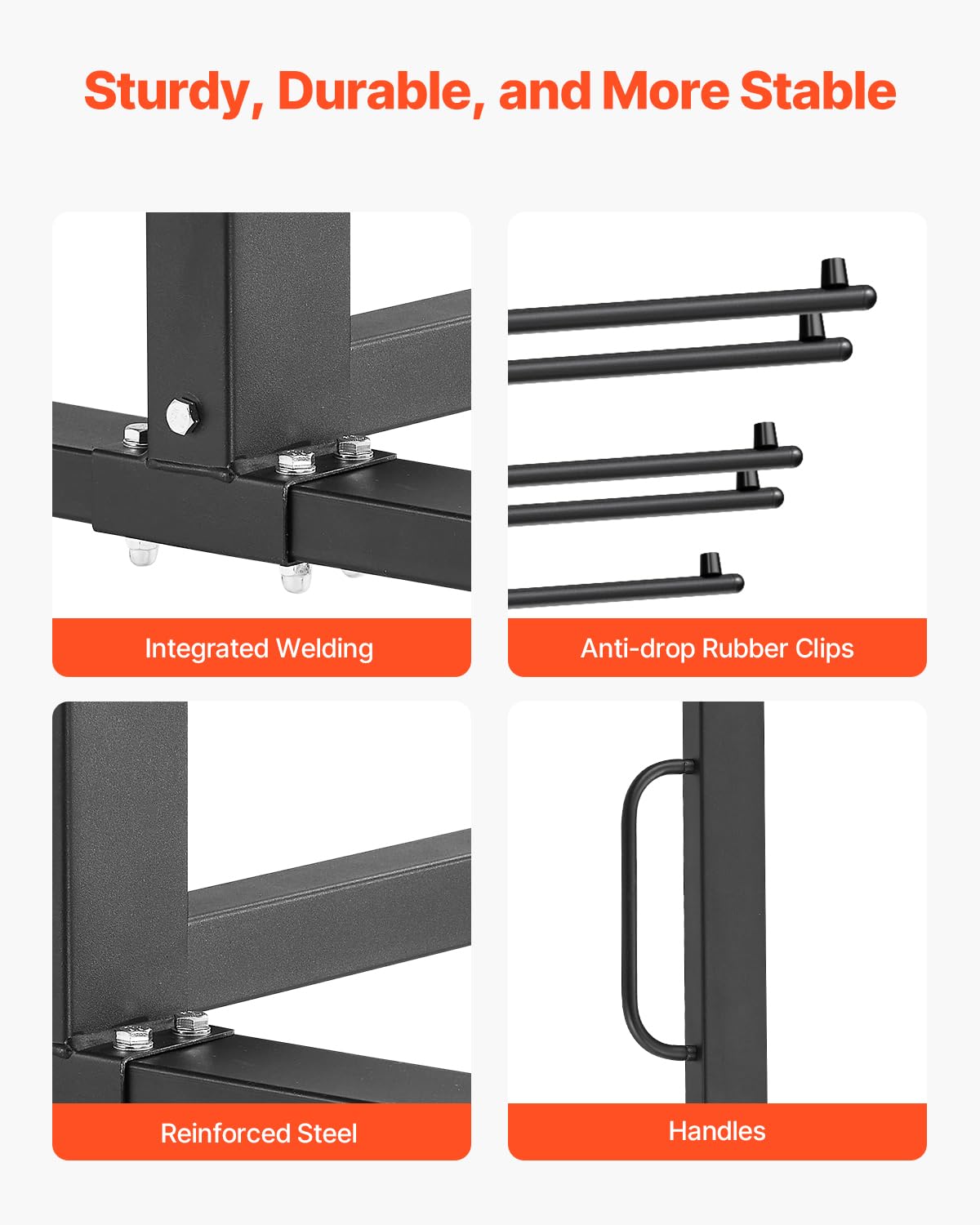VEVOR Estante para Sillas Plegable Capacidad de 363 kg, Carrito Resistente para 84 Sillas/12 Mesas y 42 Sillas, Carrito de Almacenamiento de Sillas de 2 Capas con Ruedas de Goma y Soportes, Negro Mate