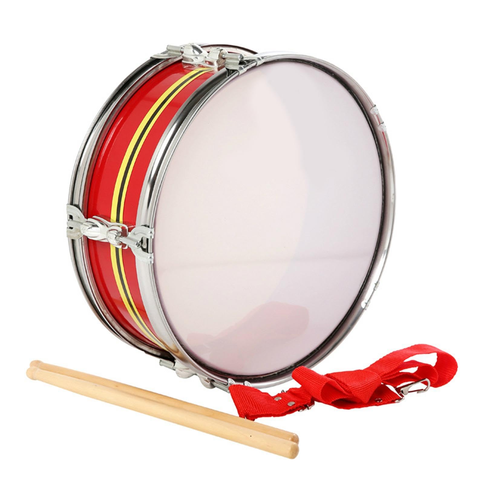 Rullante Tamburo Percussione Set Bacchette Guanti Acciaio Inossidabile Suono Pieno Resistente Adatto per Bambini Adulti Lezioni di Musica Pratica, Rosso Giallo