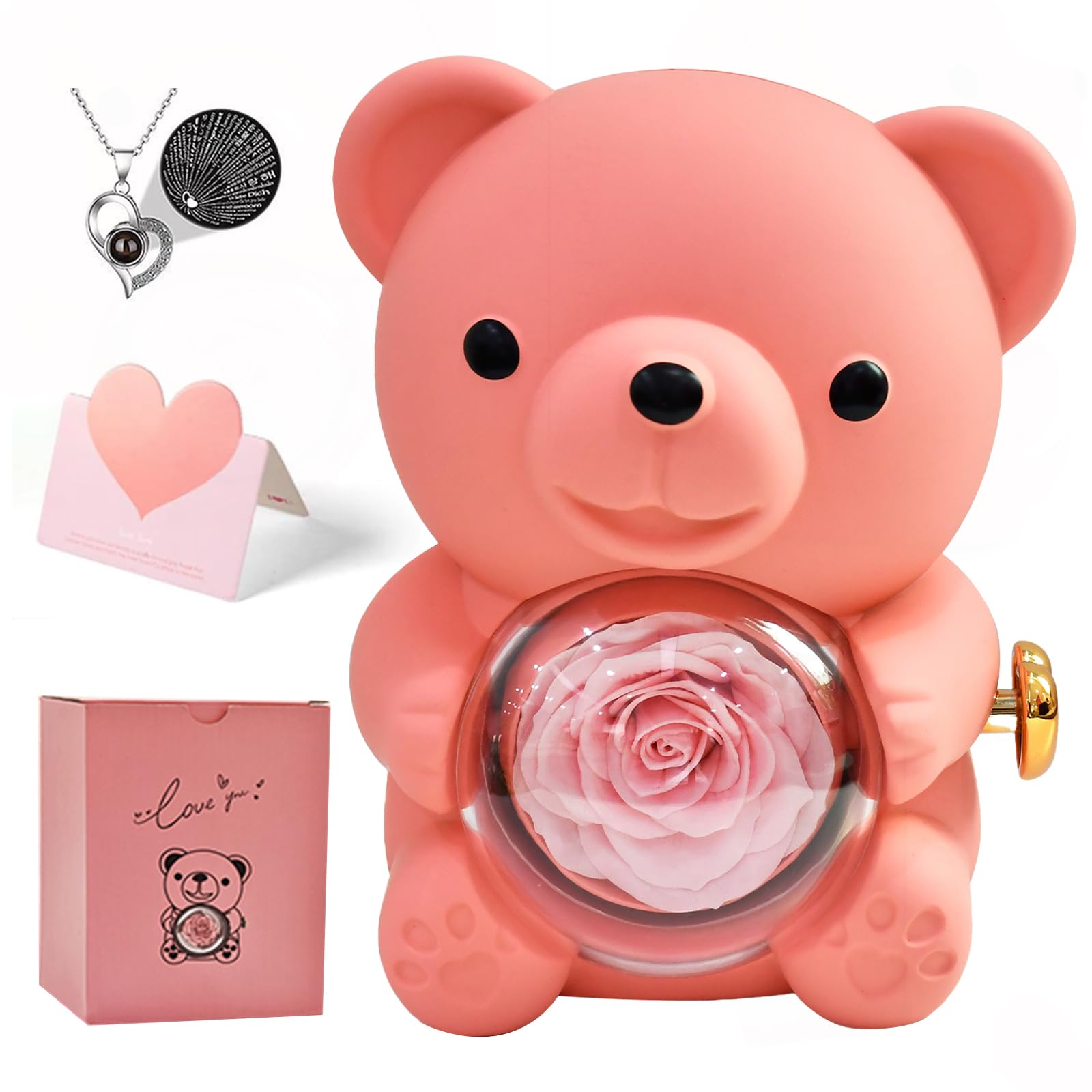 Ours en Rose Éternelle pour éviter les fleurs fanées à la Fête des Mères