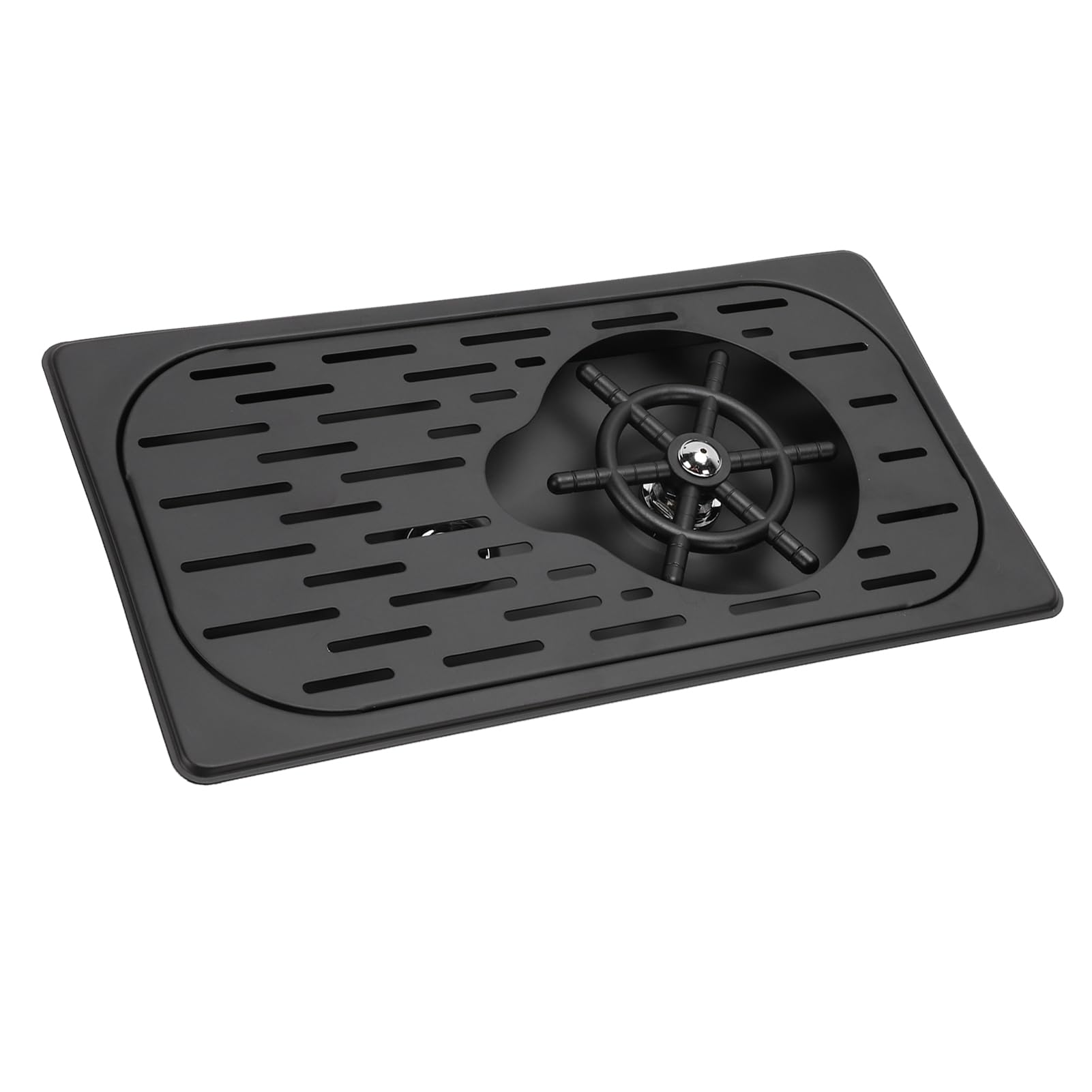 Enjuagador de Vidrio, Lavavasos Automático de Acero Inoxidable, Limpiador de Botellas para Fregadero con Bandeja de Drenaje, Ideal para el Hogar, Cocina, Cafetería (BLACK)