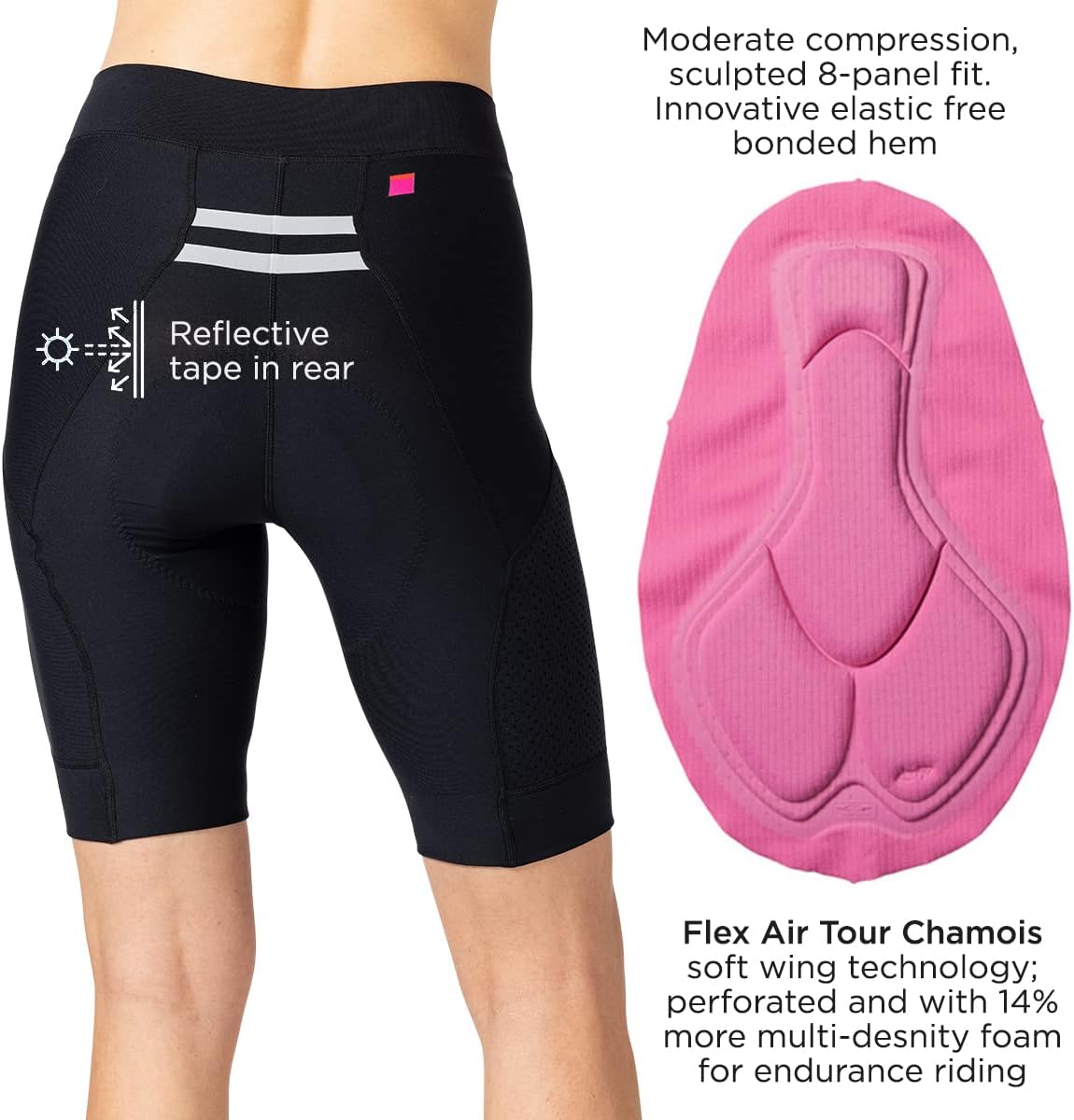 Terry Bike Shorts Women Padded Grand Touring Bike Shorts for Women Cycling with Pockets Compression Flex Air Tour Chamois - Image 2