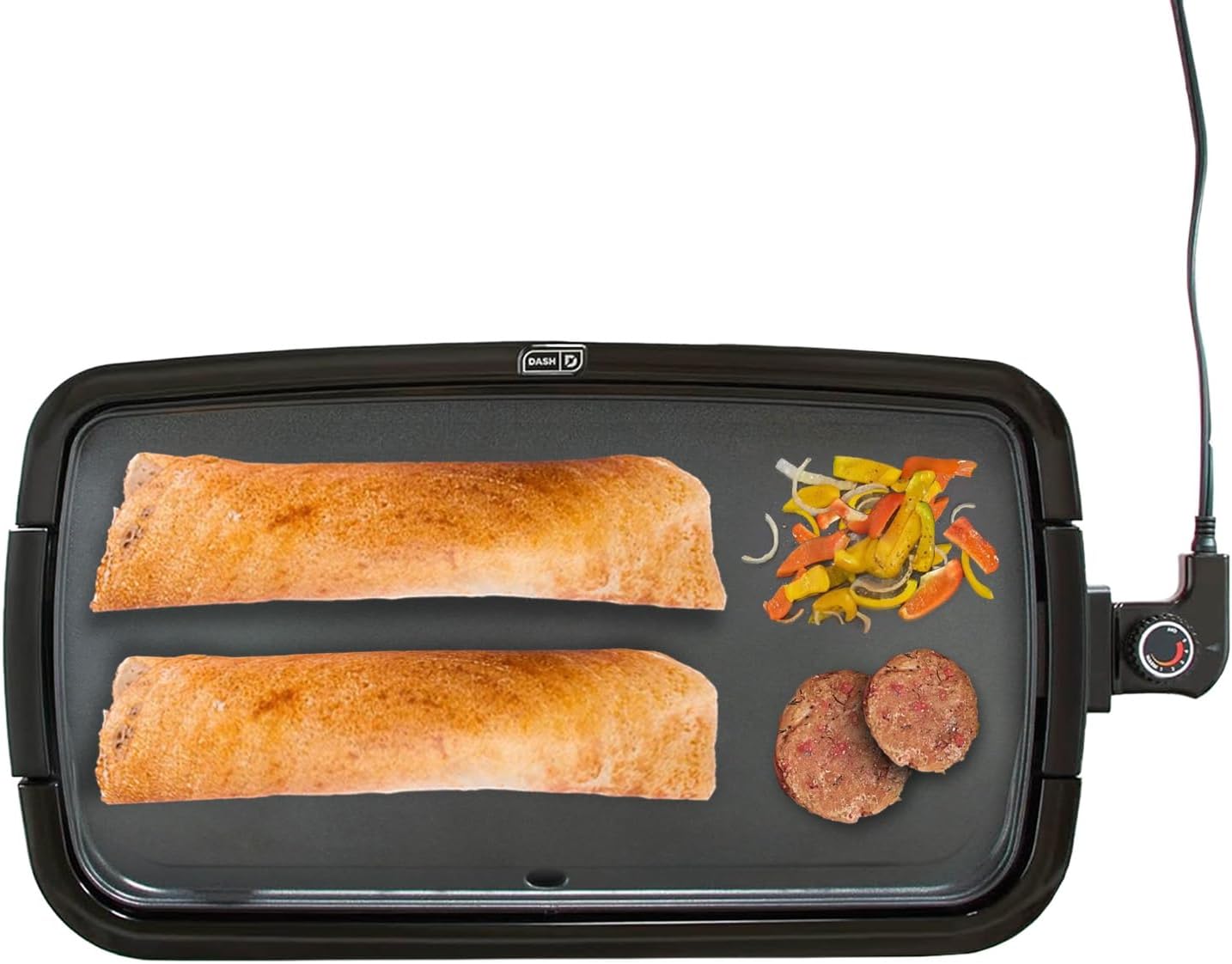 dash deluxe everyday electric griddle with dishwasher safe removable nonstick cooking plate for pancakes, burgers, eggs and more, includes drip tray + recipe book, 20” x 10.5”, 1500-watt - grey gray