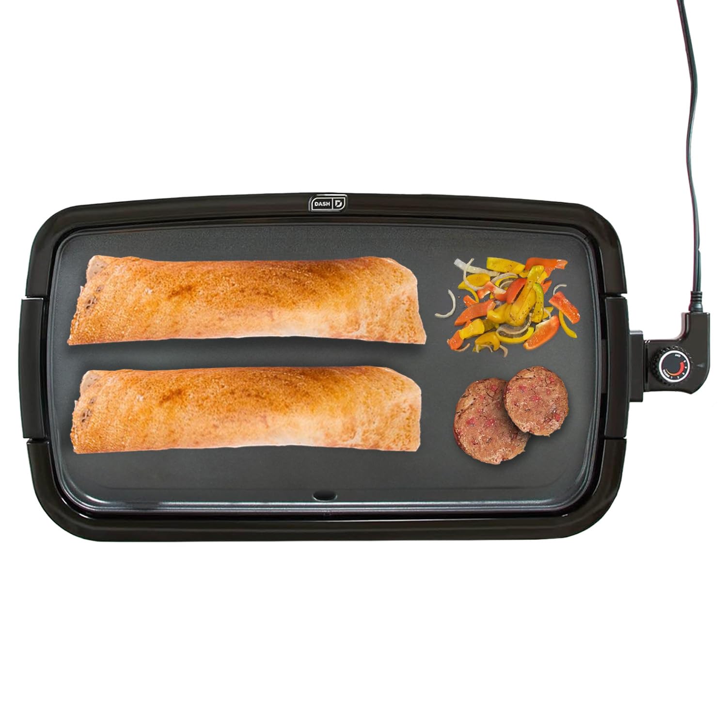 DASH Deluxe Everyday Electric Griddle with Dishwasher Safe Removable Nonstick Cooking Plate for Pancakes, Burgers, Eggs and more, Includes Drip Tray + Recipe Book, 20” x 10.5”, 1500-Watt - Grey