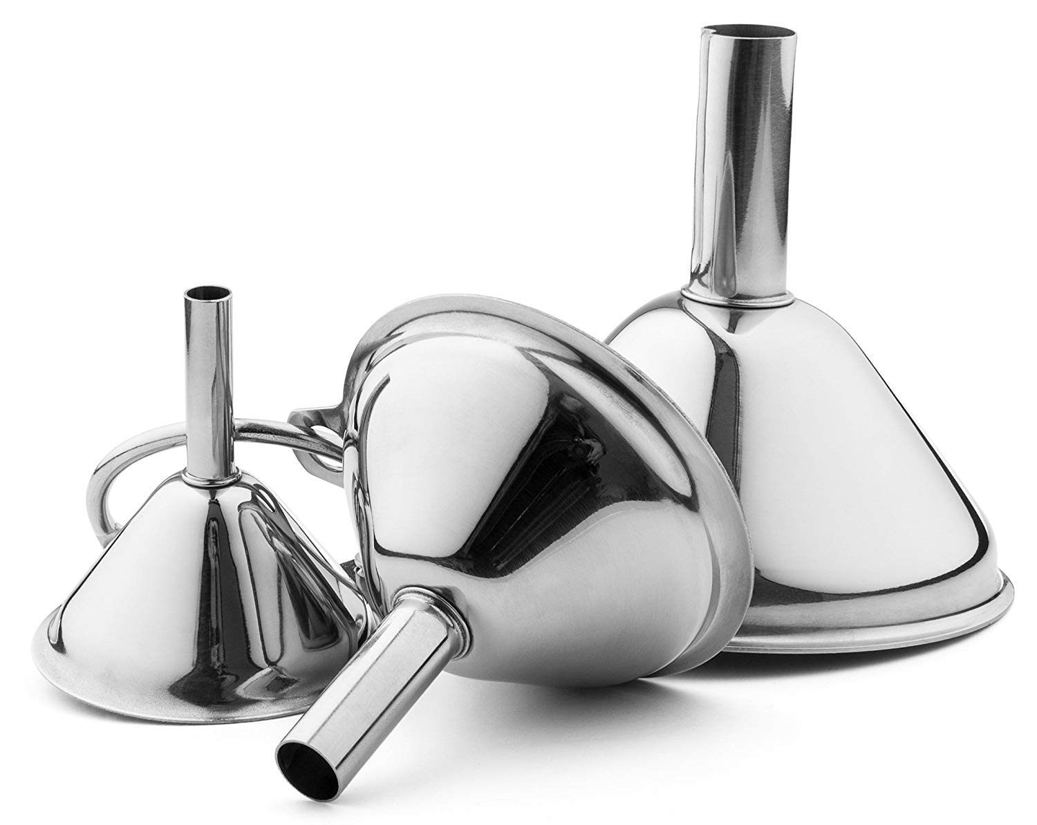 FORREC Stainless steel funnel set 3 small, for seasoning, essential oil and flask funnel