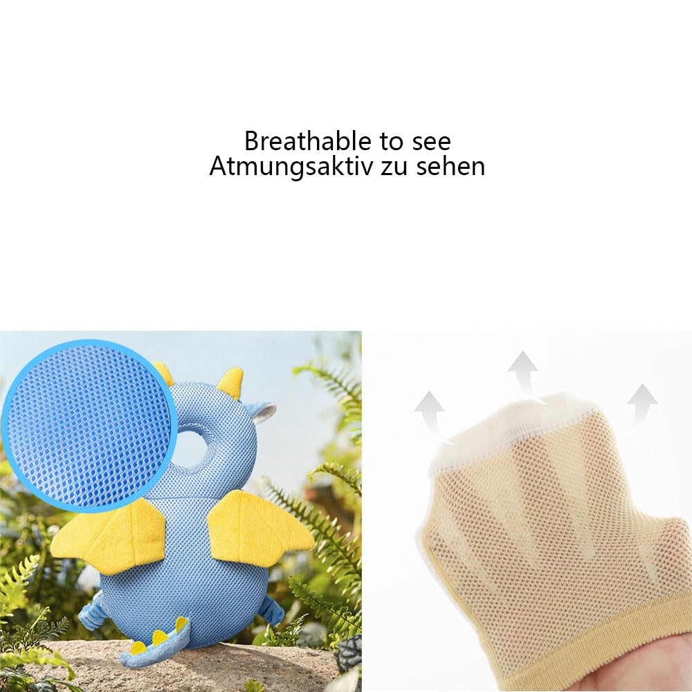 protector cabeza bebe con rodilleras casco bebe golpes para niños pequeños que aprenden a gatear y caminar, para niños de 4 a 24 meses,Ajustable, Respirable (Dragón) El bebé no se resiste