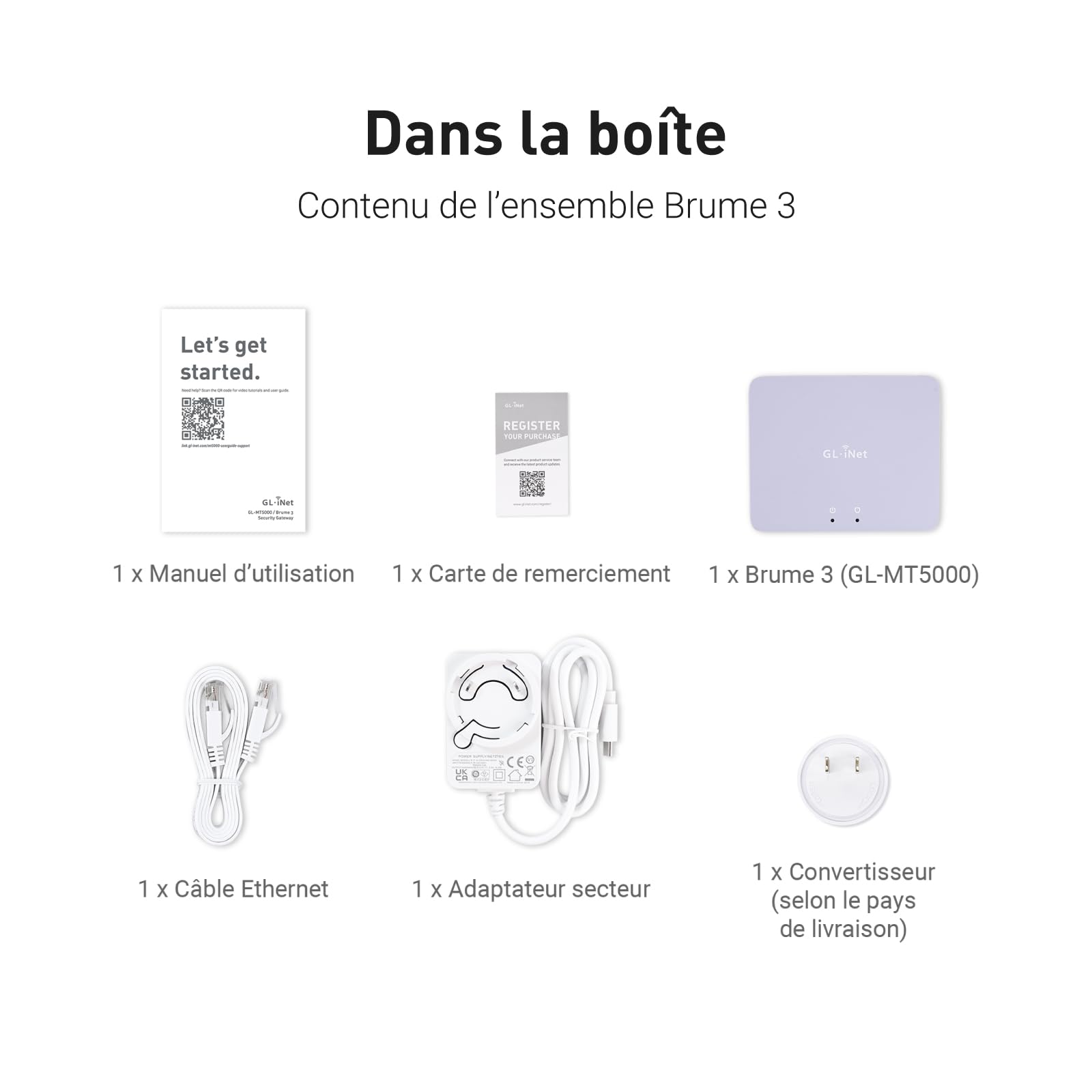 GL.iNet MT5000 Brume 3 Passerelle VPN Filaire Haute Vitesse 1100 Mbps 3×2.5G Multi-WAN Sécurité DPI OpenWrt