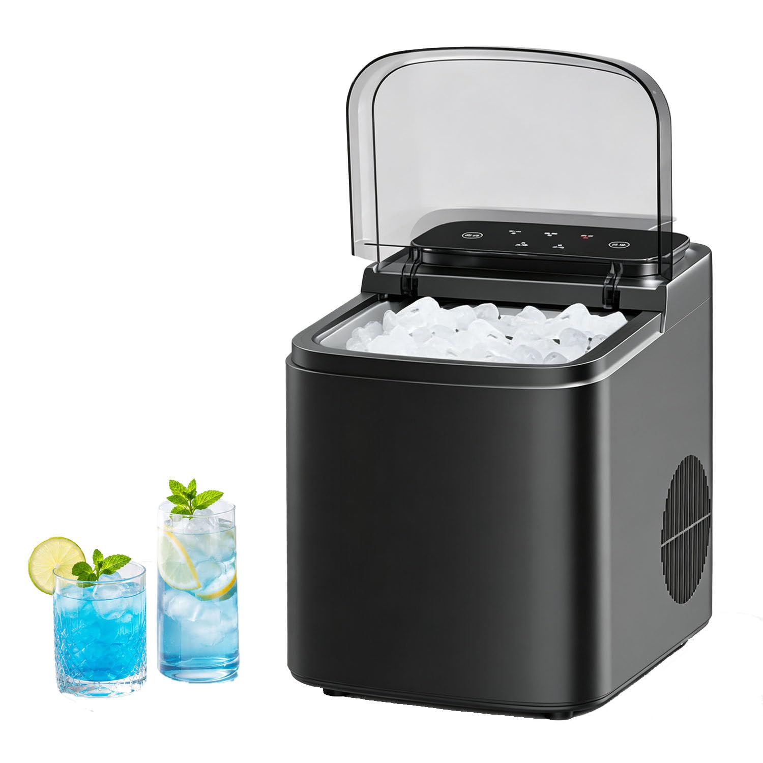 DUMIPME Countertop Bullet Ice Maker, Matte Grey, Dual Ice Sizes