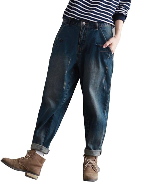 Amazon Belle Cie ゆったり デニムパンツ サルエルジーンズ レディース 大きいサイズ ズボン St No ジーンズ 通販