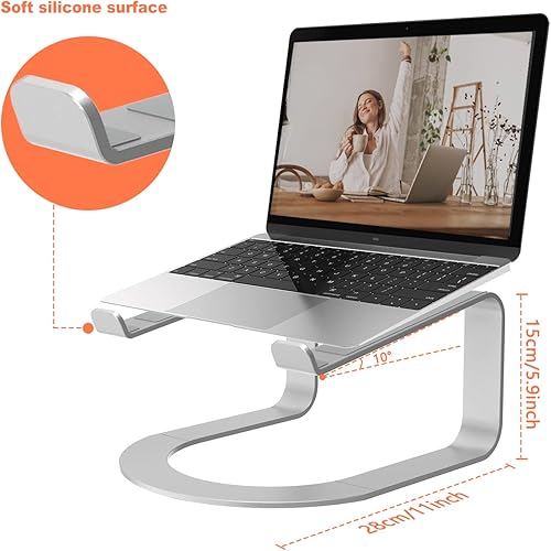 Miniatura 2 de DUCHY - Soporte ergonómico de aluminio para computadora portátil para escritorio soporte desmontable para laptop compatible con MacBook Dell HP More