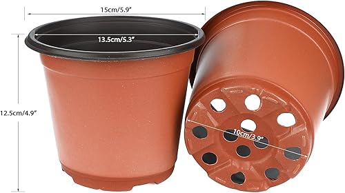 Miniatura 2 de KINGLAKE 100 piezas de plantas de plástico de 6 pulgadas, macetas de vivero, plantas de semillero, contenedor de plantas de flores, macetas de