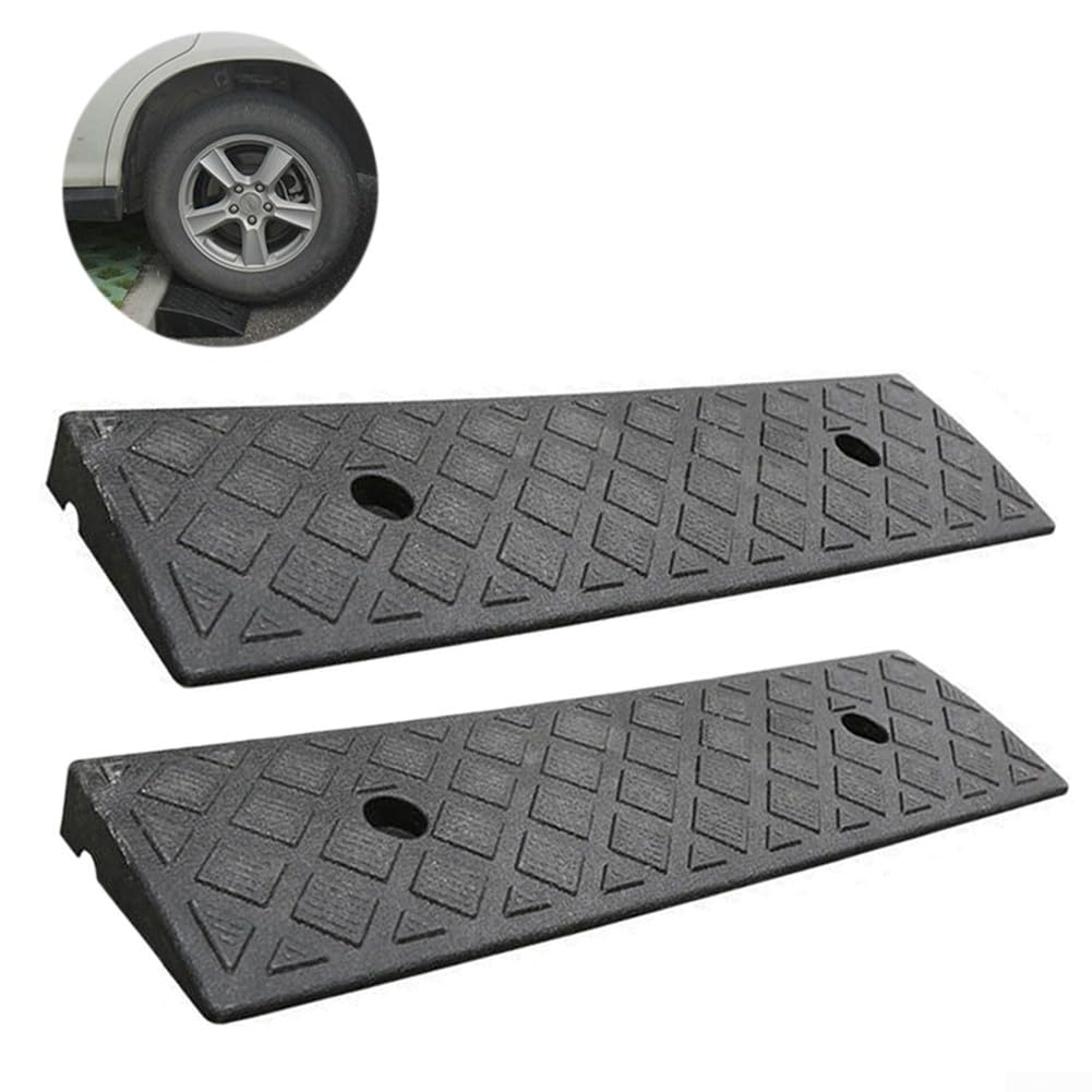 Plastic Kerb Ramp 2 Pack, Non-Slip Threshold Ramp 30mm Height, 500x130x30mm Rubber Curb for RAMPS for Cars, Bicycles, Wheelchairs, Scooters, Garage