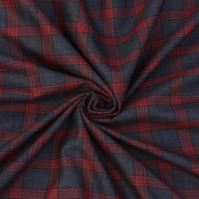Image of BIGREAMS Unstitched Checkered Suiting Luxury Pants Fabric for Men - 1.5 Meter Pant Piece | Premium Blended Material | Soft Finish | Ideal for Formal Trousers