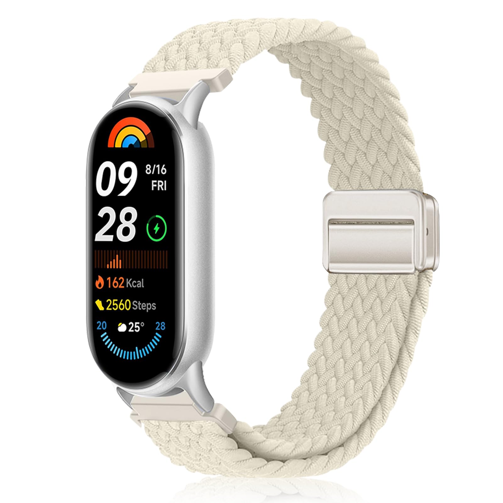 MokaZii Nylon Armband für Xiaomi Smart Band 10 / Xiaomi Smart Band 9/8, Geflochtenes Magnetisch Ersatzarmband, Stoff Elastisch Sport Herren Damen Uhrenarmband für Mi band 10/9/8