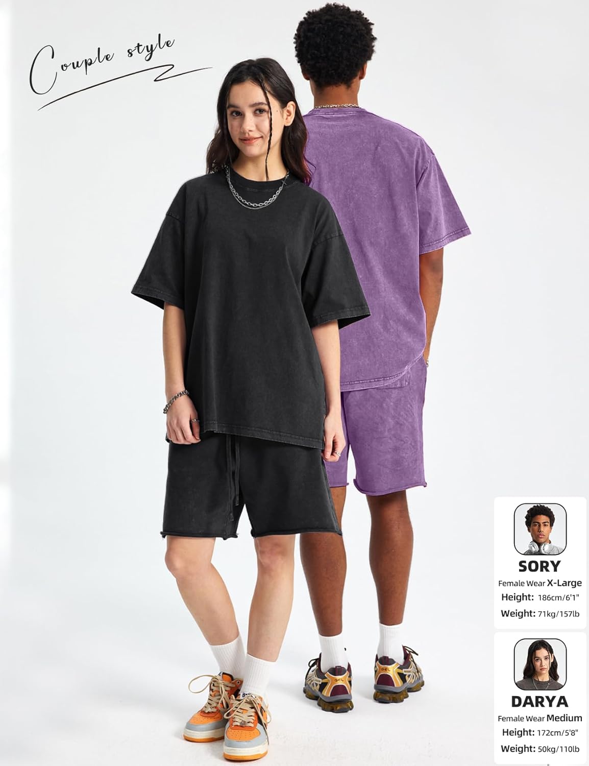 Arssm Mens Oversized T Shirts Cotton Acid Wash Baggy Tees Loose Fit Vintage Heavyweight T-Shirts - Image 2