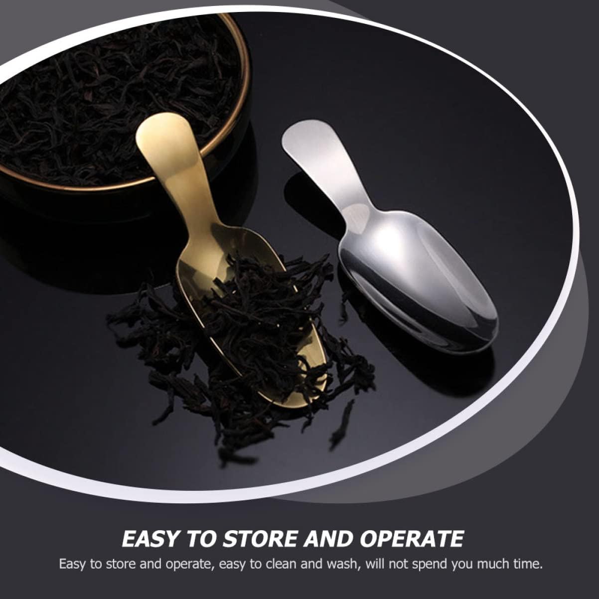 4Pcs Stainless Steel Tea Scoop and Portable Ice Cream Spoons Comfortable Handle for Home Essentials for Tea Leaves and Desserts