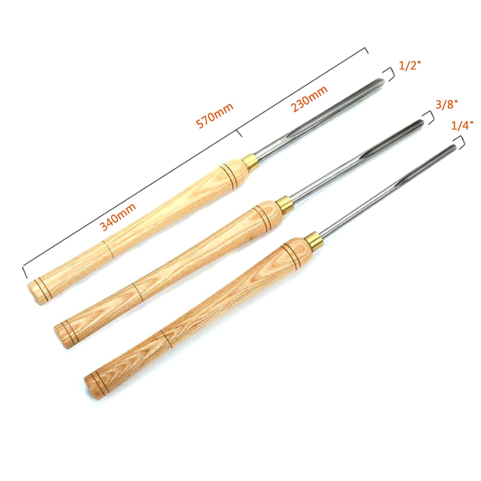 Schalenröhre für Drechselbank, 1/4-Flöte, 3/8-Flöte und 1/2-Flöte, Drechselwerkzeuge für Drechselbank, Schalenröhre, 22,5-Zoll-Schalendrehwerkzeuge für Drechselbank mit K