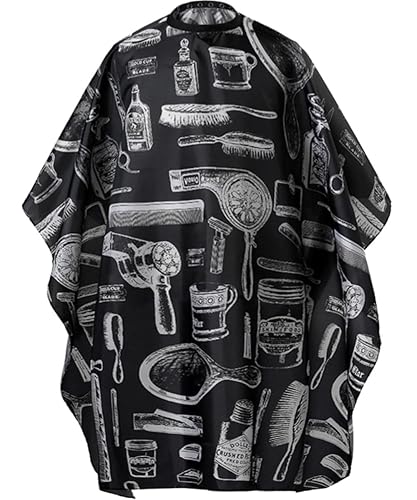 Borogo Capa profesional impermeable para peinar el cabello de nailon para peluquería con cierre a presión 50 x 60 pulgadas color negro Negro 1