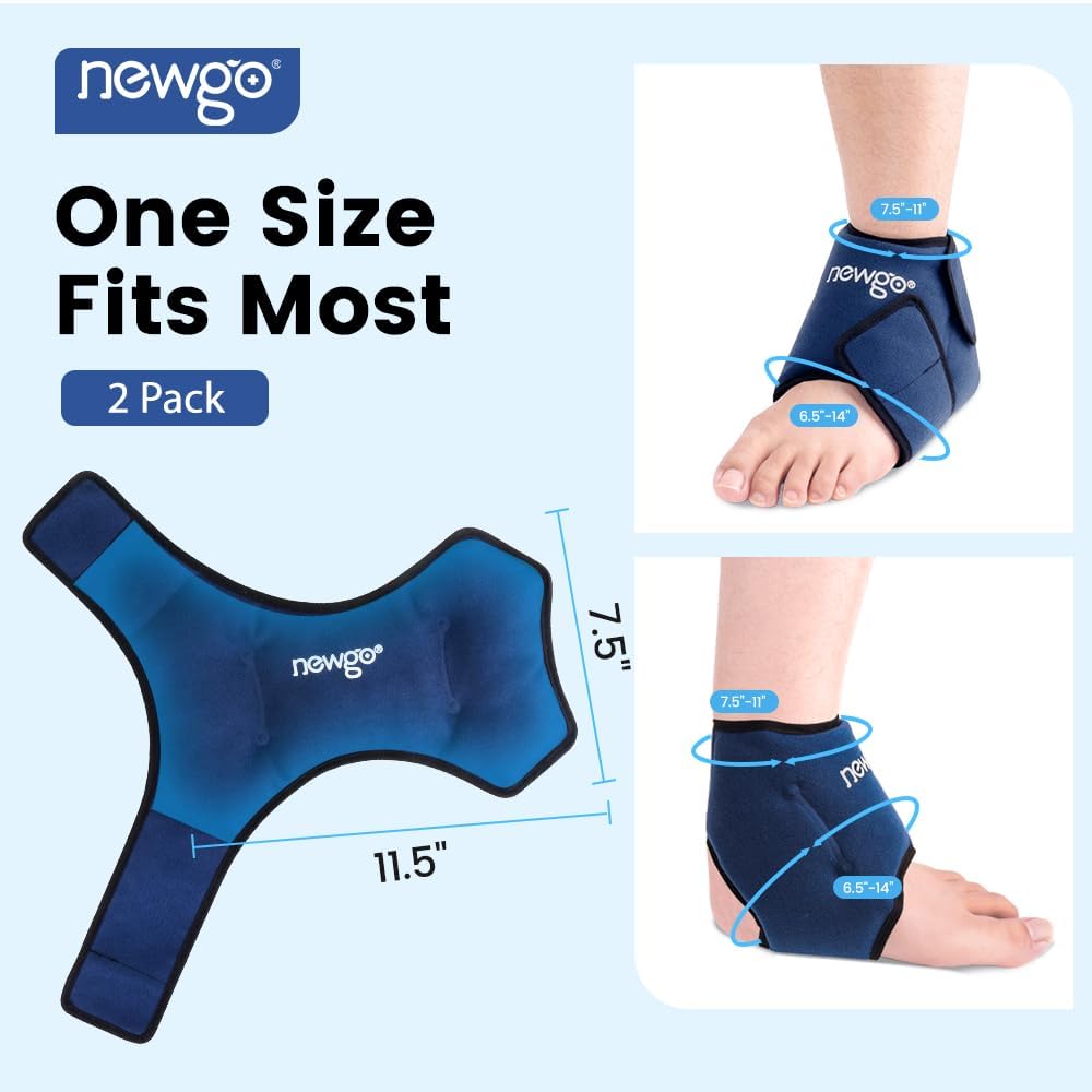 NEWGO Knöchel-Kühlbandage Knöchelgelenkbandage mit Kühlgel Wärme-Kälte-Therapie bei Knöchelrheuma Chemotherapie, Knöchelschmerzen, Einheitsgröße