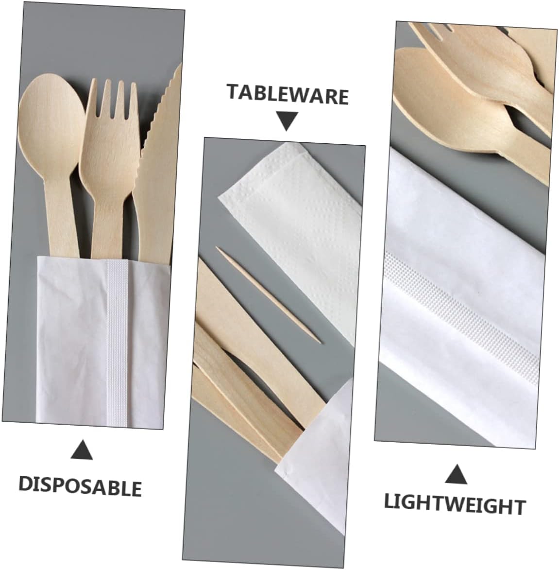 KICHOUSE Fork Spoon Set Disposable Tableware Charcuterie Utensil Set Wood Cutlery