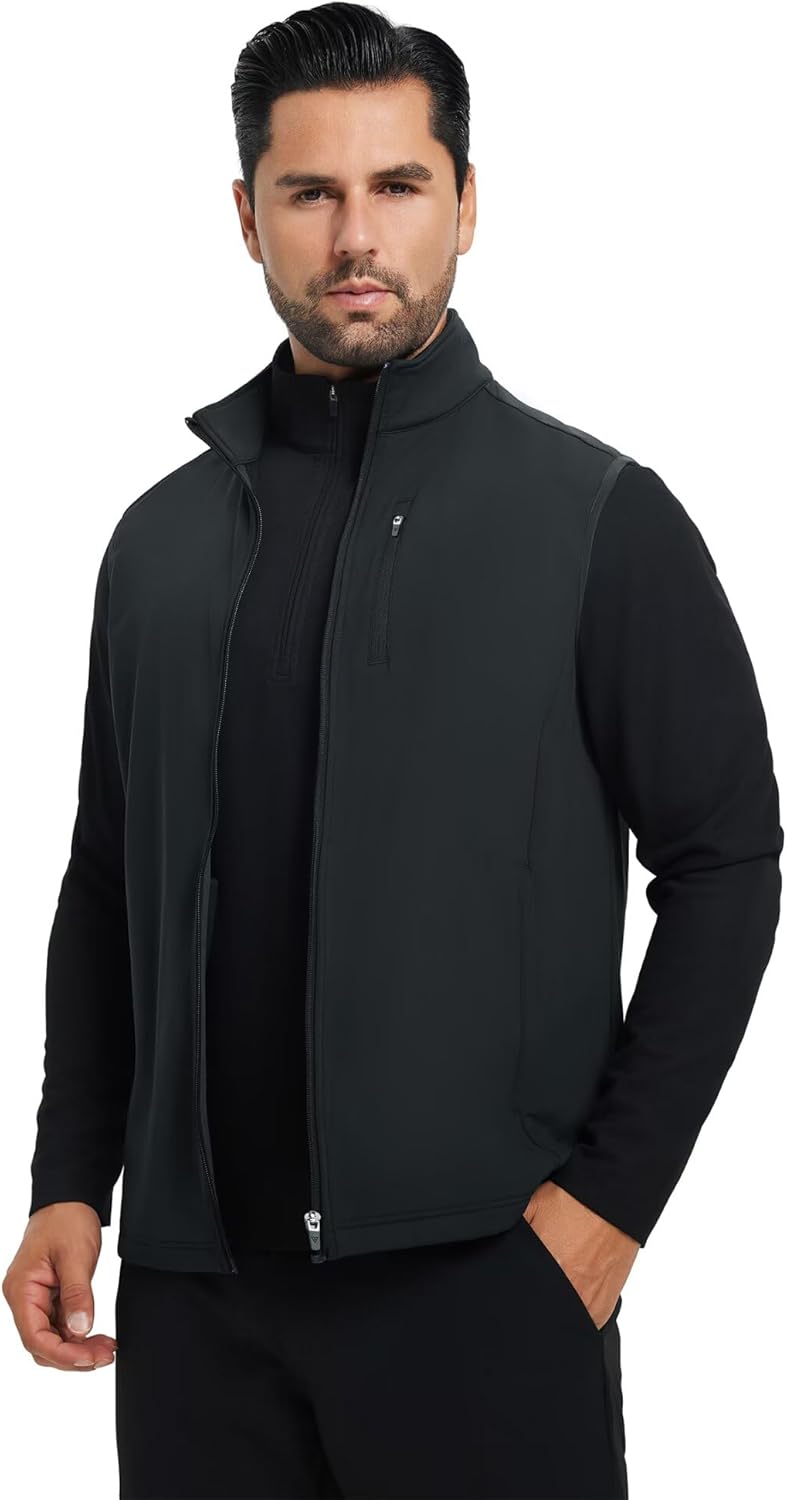 M MAELREG Men's Vest Outerwear Golf Water-Resistant Performance Lightweight Fleece Vest for Men Sleeveless Lined Midlayer - Image 2