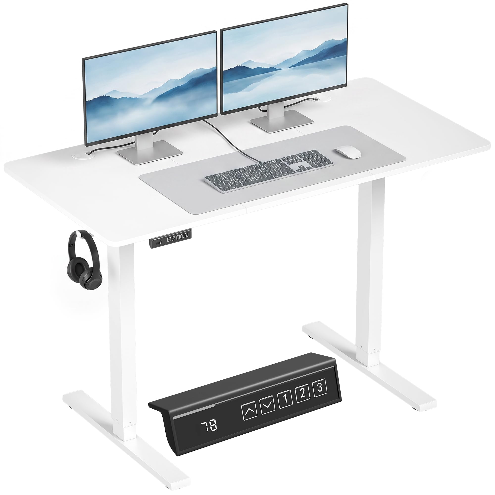HOMCOM Electric Standing Desk Height Adjustable 120 x 60cm, White