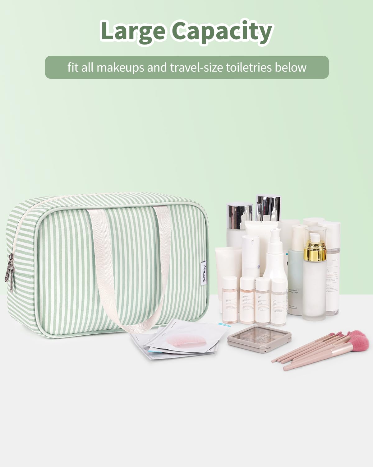 Narwey Toiletry Bag, Large Toiletry Bags for Women, Full Size Wash Bag Women, Large Makeup Bag with Handles, Portable Toiletries Bag for Travel, Make up Cosmetic Organizer for Essentials - 5