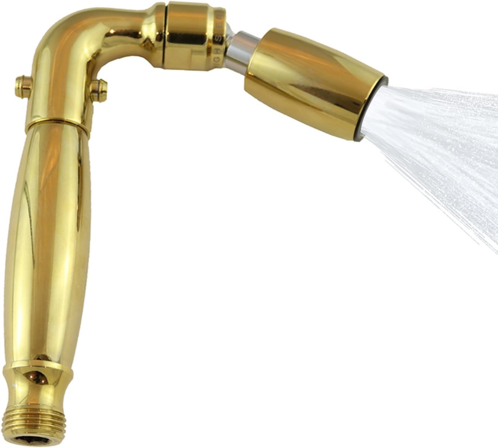 High Sierra® Solid Metal Handheld Shower Head, Lead-Free. Patented Nozzle Never Clogs. Trickle Valve. Shower Hose and Holder Not Included. High Pressure 2.0GPM. Polished Brass Finish