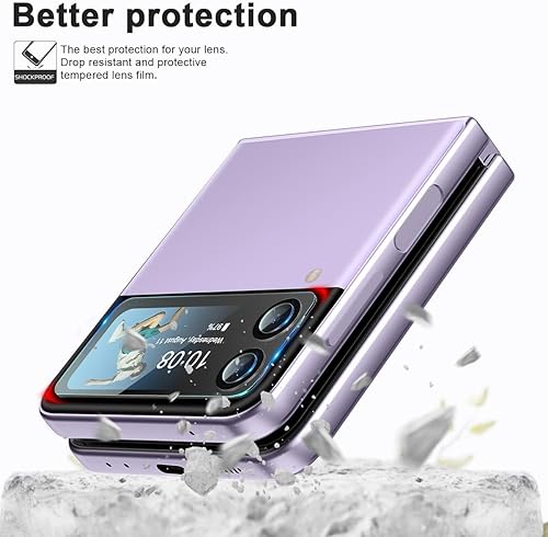 Miniatura 4 de Paquete de 2 protectores de pantalla frontal para Samsung Galaxy Z Flip 4 + 2 protectores de lente de cámara, cubierta individual de vidrio templado