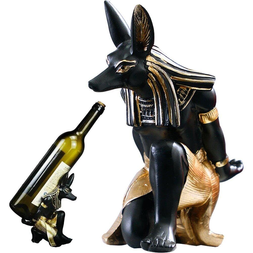 Anubis dieu porte-bouteille de vin en résine support de divinité égyptienne antique