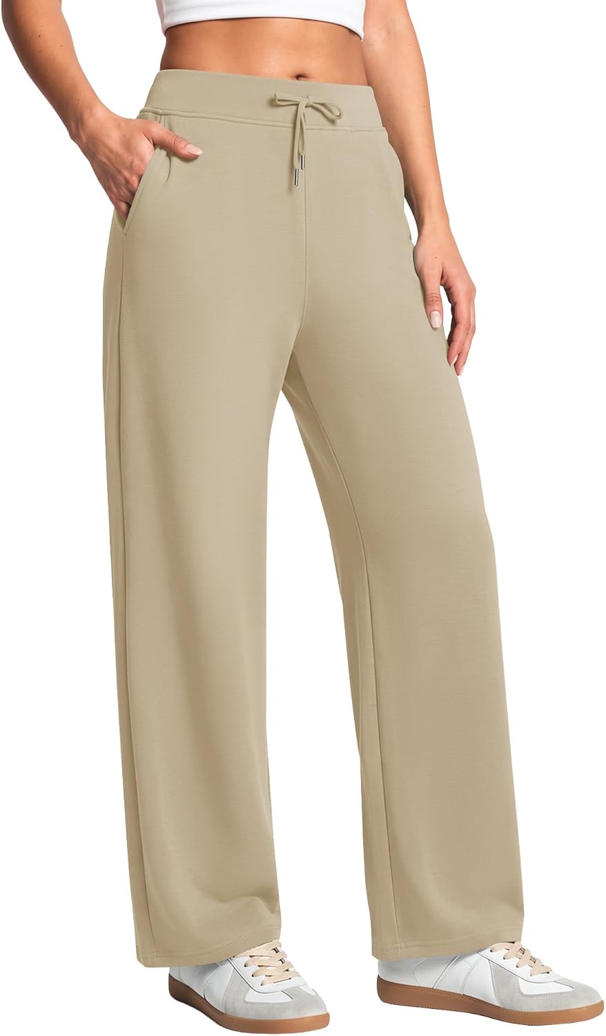 LOMON Womens Wide Leg Sweatpants High Waisted Drawstring Athletic Baggy Pants Lounge Joggers with Pockets