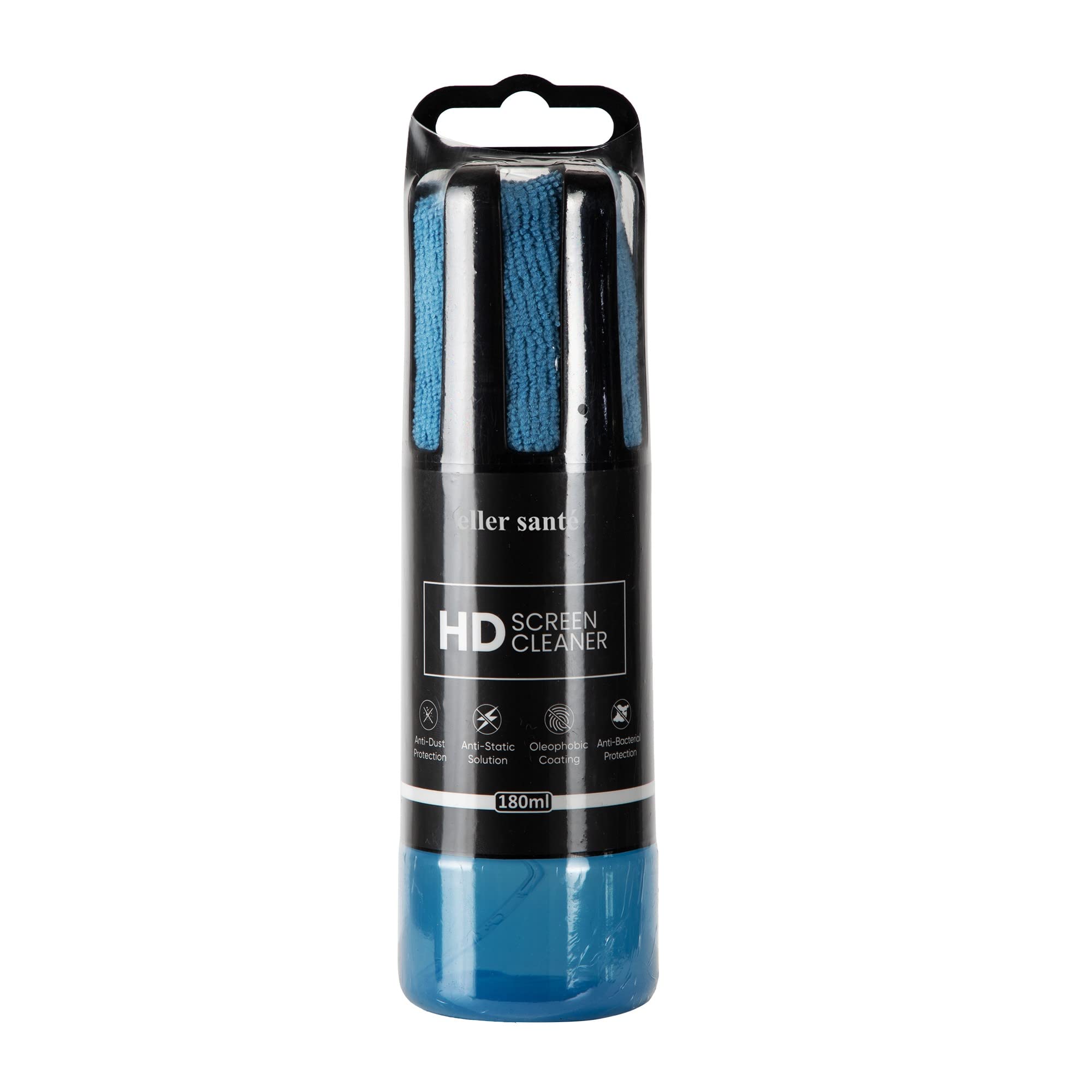 eller santé® Professional 2in-1 HD Screen Cleaner Spray with Microfiber Cleaning Cloth for Camera, Lens, LCD, Binocular, Laptop, TV, Monitor, Smartphone, Tablet and More(180ML)-Multicolor