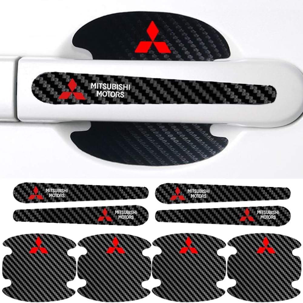 8 Pcs Car Door Handle Scratch Protector For Mitsu-bishi Eclipse Cross 2017-2023 2024 2025 GA4W, Door Handle Stickers, Car Door Handle Paint Guard Cover, Carbon Fiber Car Door Handle Bowl Sticker