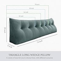 Vista 79 de Triangular Reading Pillow Wedge Headboard Back Support Pillow for Sitting up in Bed Daybed Bolster Backrest Couch Sofa Corner Cushion Medium Velvet