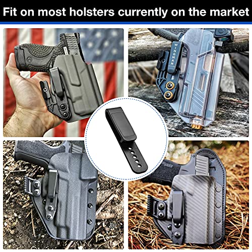 Holster Clips Grip Hook Fit 1.5'' & 1.75'' Belt - 5 Pre-Drilled Hole Tuckable Clip For Iwb Owb Kydex, Leather, Hybrid Holster Making - Holster Sheath Grip Hook With Mounting Hardware(Black) #TOP2