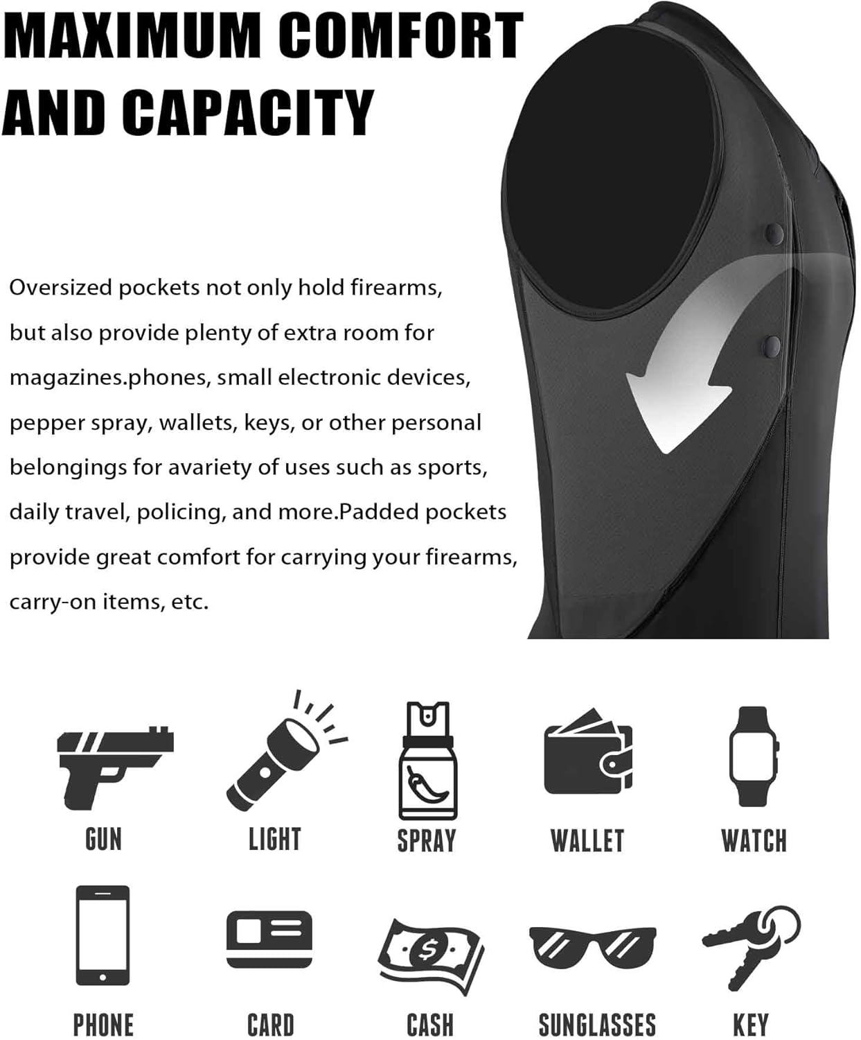 Lilcreek Concealed Carry Tank Top for Men，Tactical Shirt with Holster Pockets & Stretch Fabric - Image 5