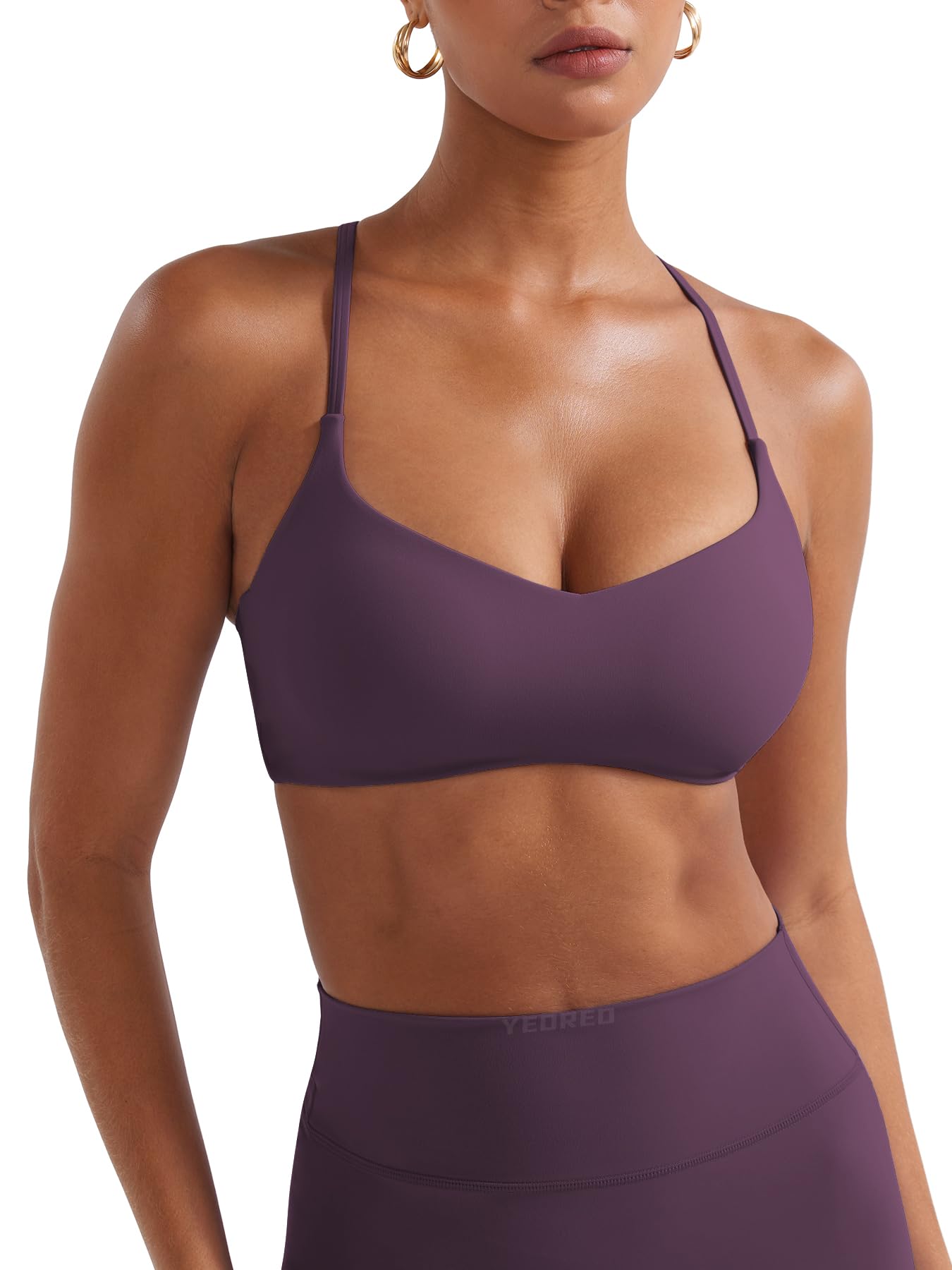 YEOREO Y Back Sports Bras for Women Padded Racerback Bra Paisely Light Impact Adjustable Straps Gym Workout Tops