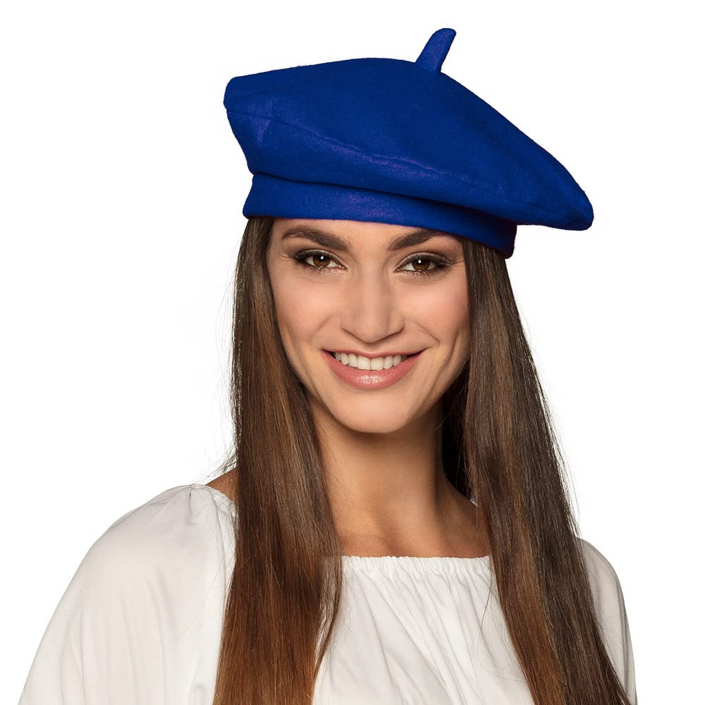 Boland 61999 Beret Blue, 1 Piece, One Size, Plain, Hat, Cap, France, Costume, Fancy Dress, Carnival, Accessory, Felt, Beret, Fashion, 20s, Paris - Image 2