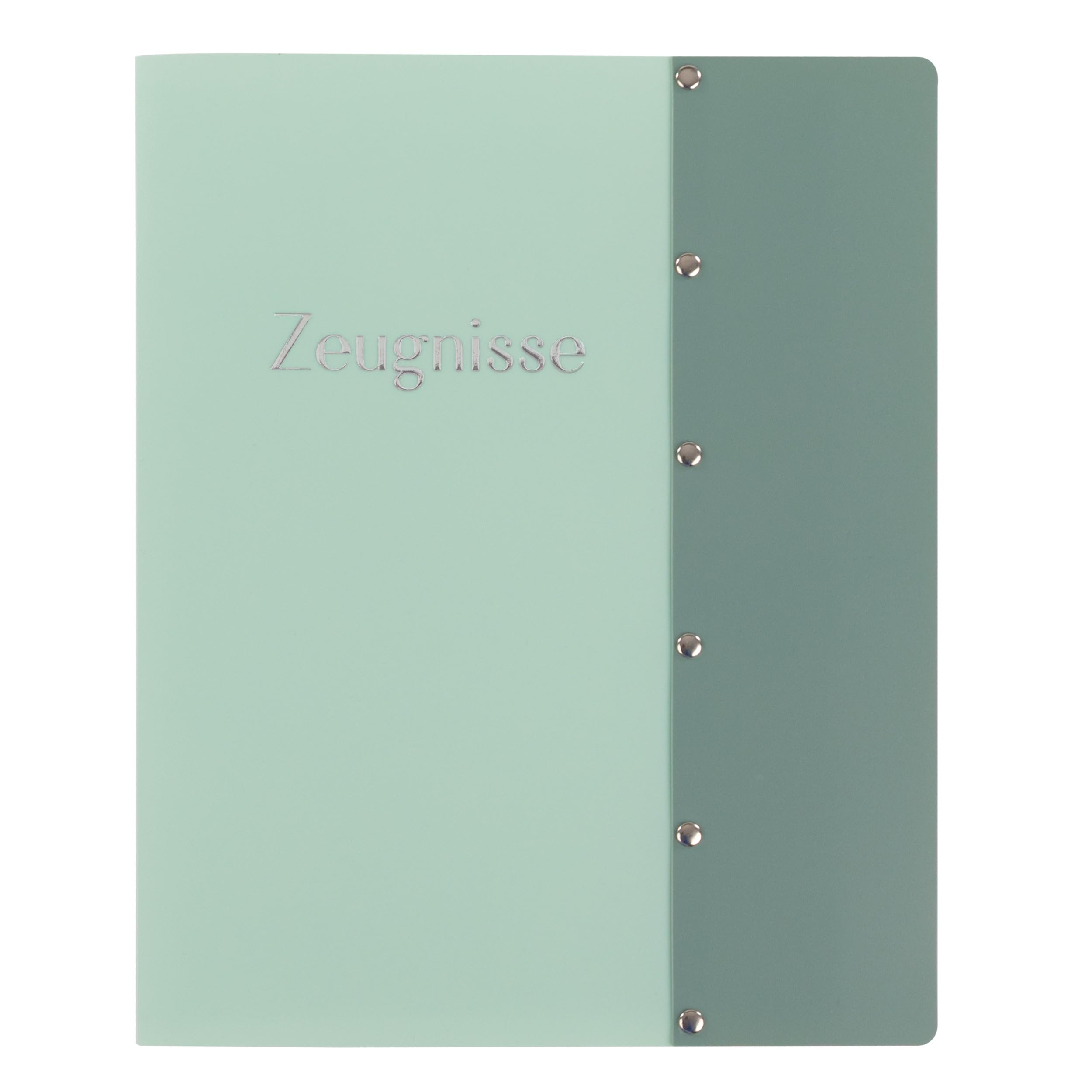 Idena 22090 Certificate Folder with 12 Transparent Pockets, A4 Document Folder, Display Book in Pastel Petrol, Folder for Certificates, Documents and Much More