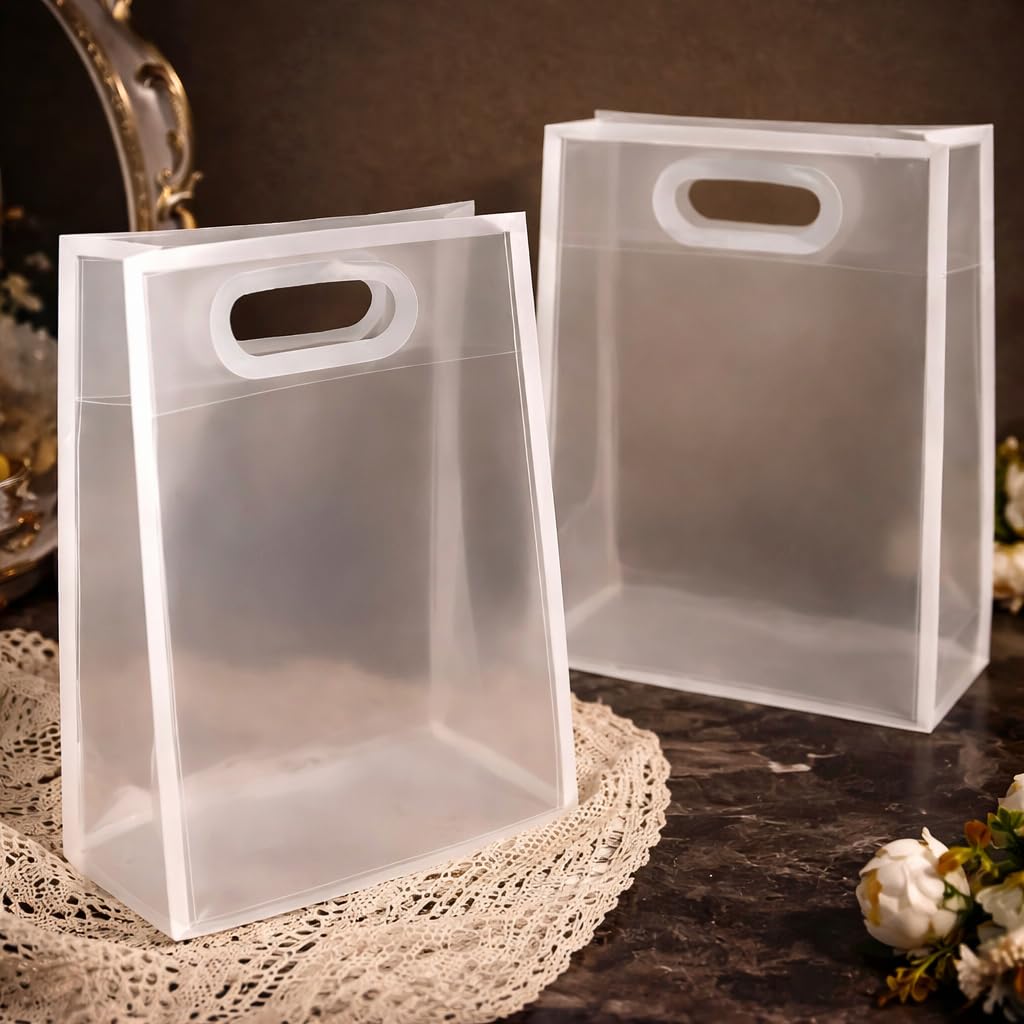 SATYAM KRAFT 6 Pcs Translucent Multipurpose Gift Bags | Gift for Her/Him, Wedding Return Gifts Baby Shower Anniversary Birthday Hamper Shopping Christmas & Valentine’s Day Party Favors (Large, White)-image-41