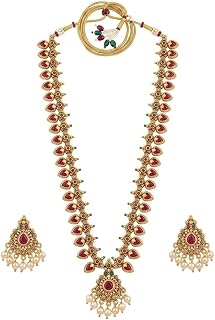 INNOVATE ART IMPEX Antique Gold Finish Temple Jewellery Necklace Set for Women | Traditional South Indian Style Long Haar ... Price In India