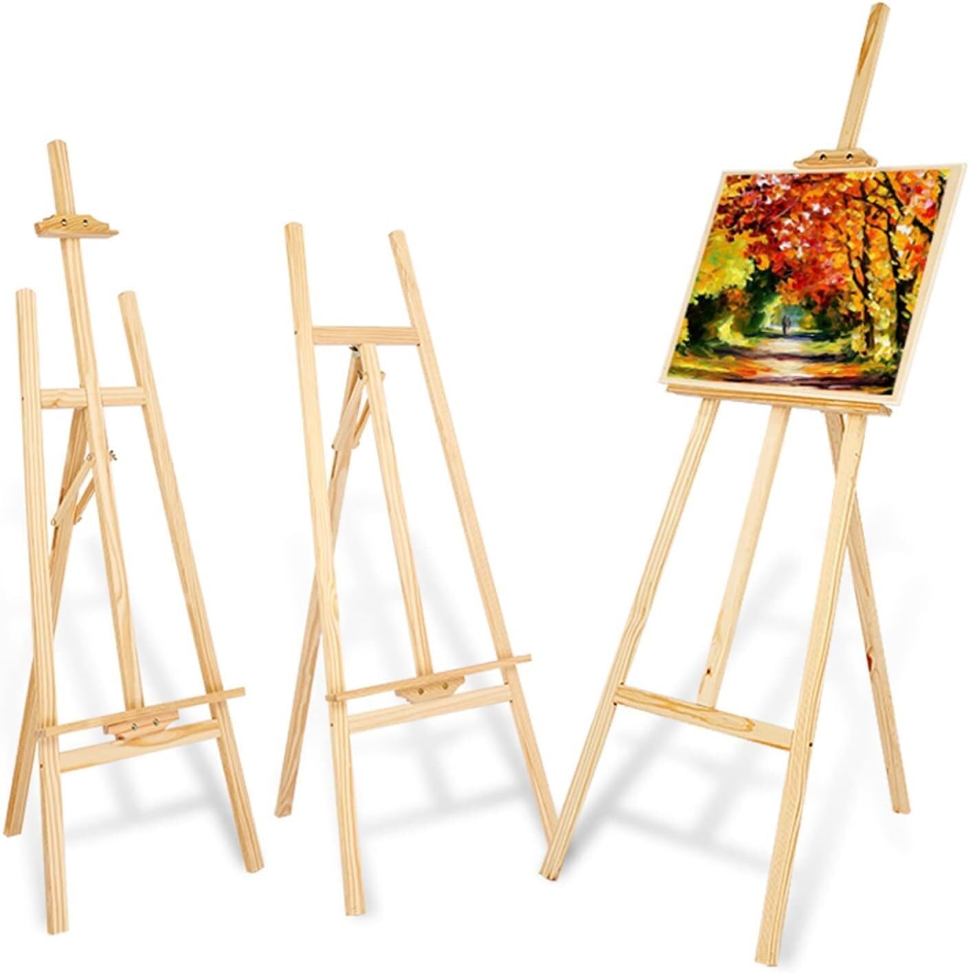 Staffeleiständer, Leinwandständer, 175 cm, zusammenklappbare Staffelei, A-Rahmen, Bodenstaffelei aus Holz, Kunstausstellungsständer, Stativ für Erwachsene, verstellbarer Leinwandhalter, zum Malen, Z