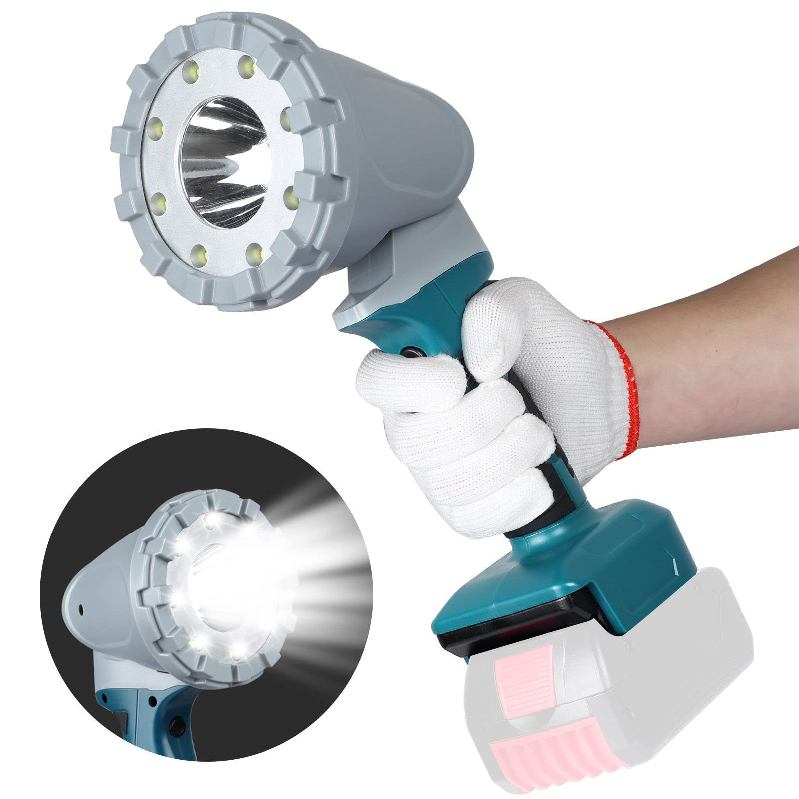 Kabellose LED-Arbeitsleuchte, 3 Beleuchtungsmodi, 600 Lm, 1200 Lm, 1400, 5000 K, IP65, Tragbare Arbeitsleuchte, Kompatibel mit 14,4–21 V Lithium-Batterie