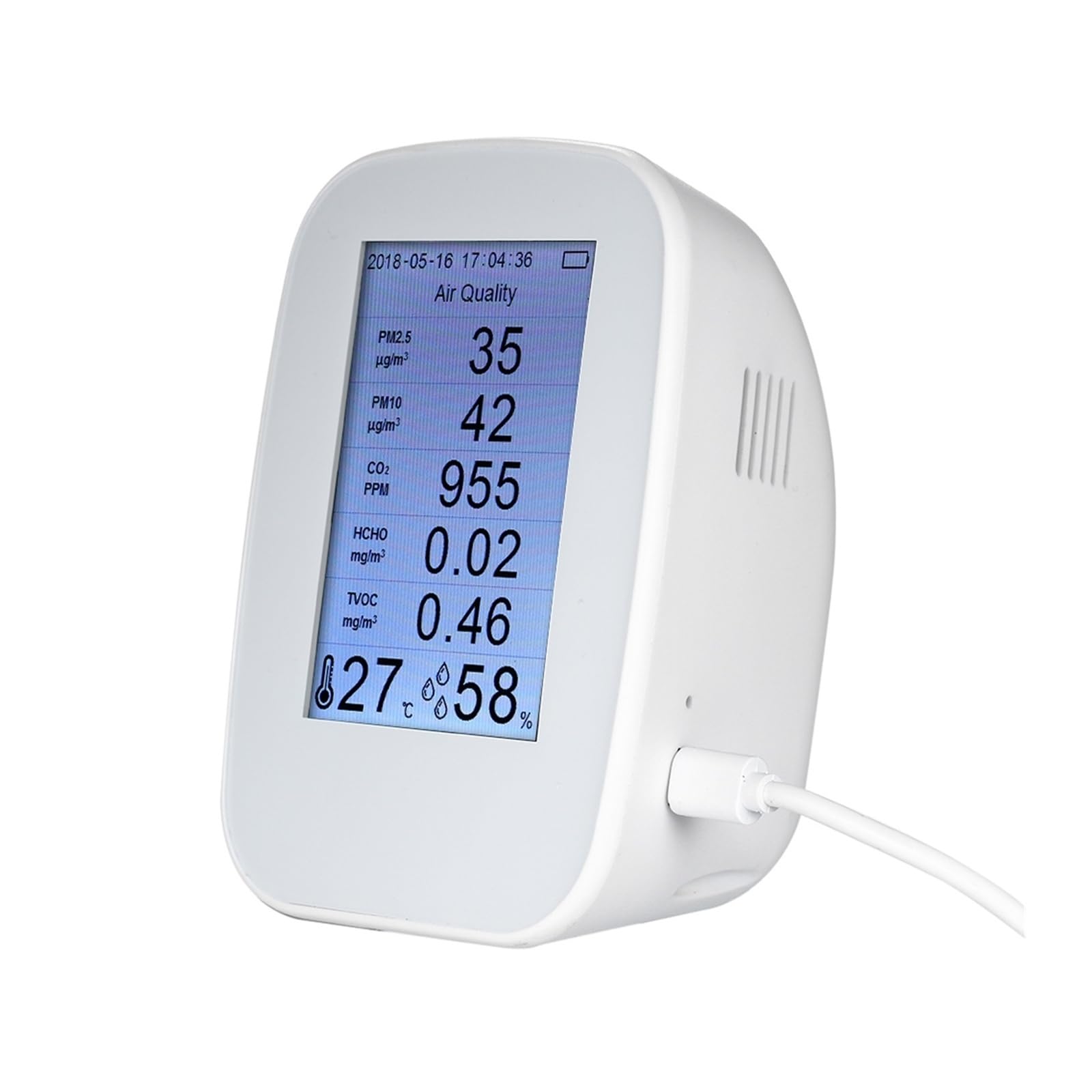Monitor jakości powietrza, Detektor jakości powietrza Wewnętrzny/zewnętrzny cyfrowy miernik gazu PM2.5 Tester TVOC Analizatory do domu