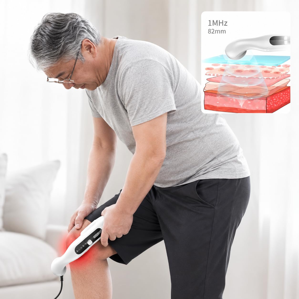 Macchina per fisioterapia ad ultrasuoni con 3 livelli di intensità per alleviare il dolore e recuperare lesioni sportive a casa o per uso professionale